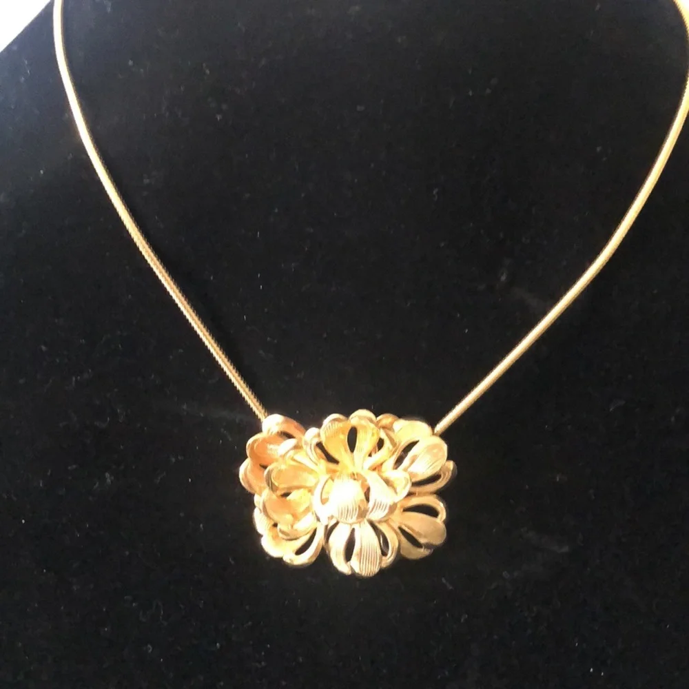 Frostner vintage 12kt gf flower snake chain choker - Picture 3 of 10